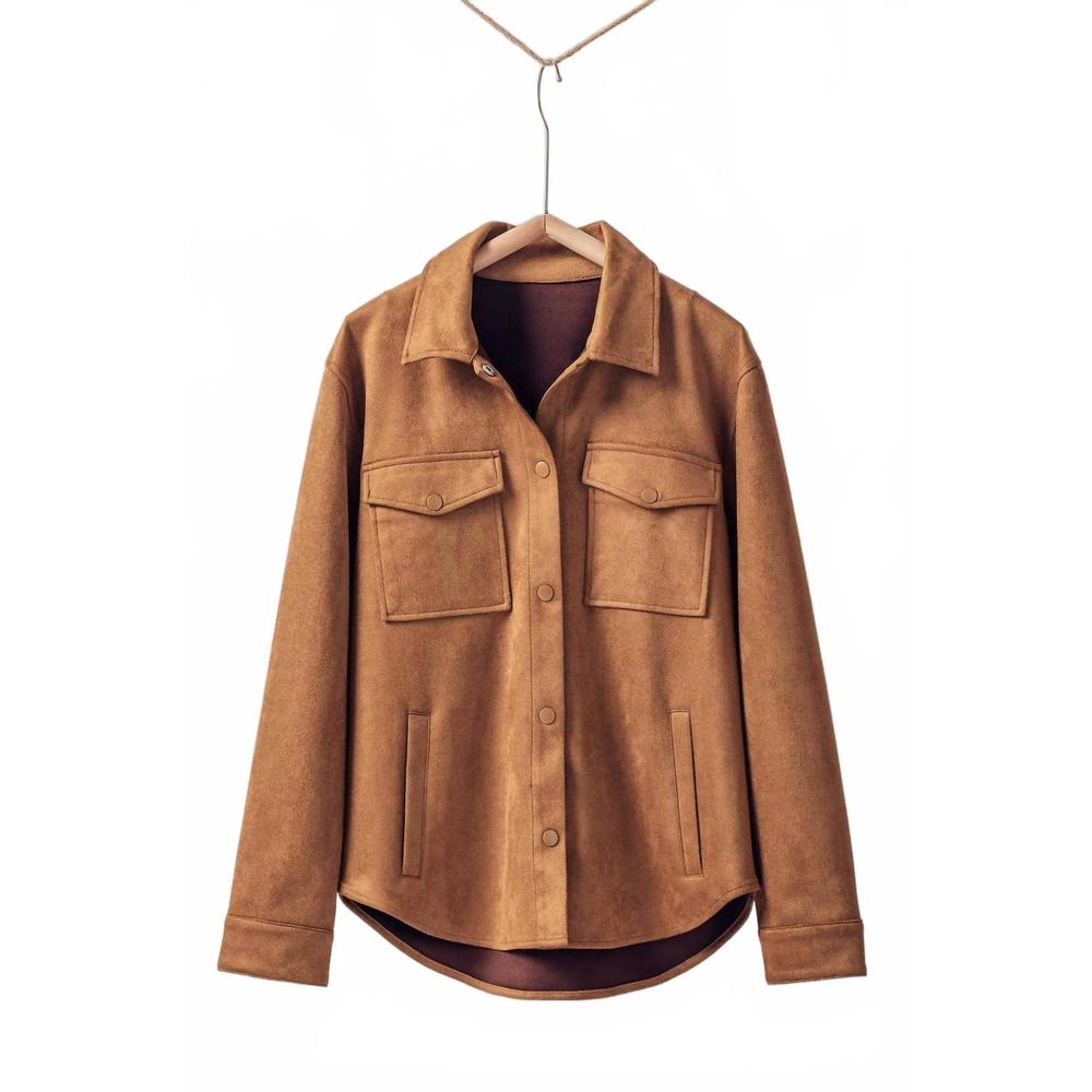 NEW TREND:NOTES women's faux suede shacket in camel